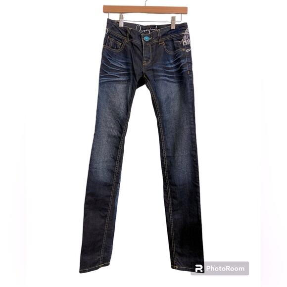 Desigual Spain Embroidered Low Rise Slim Fit Skinny Jeans Size 4 - Picture 1 of 12